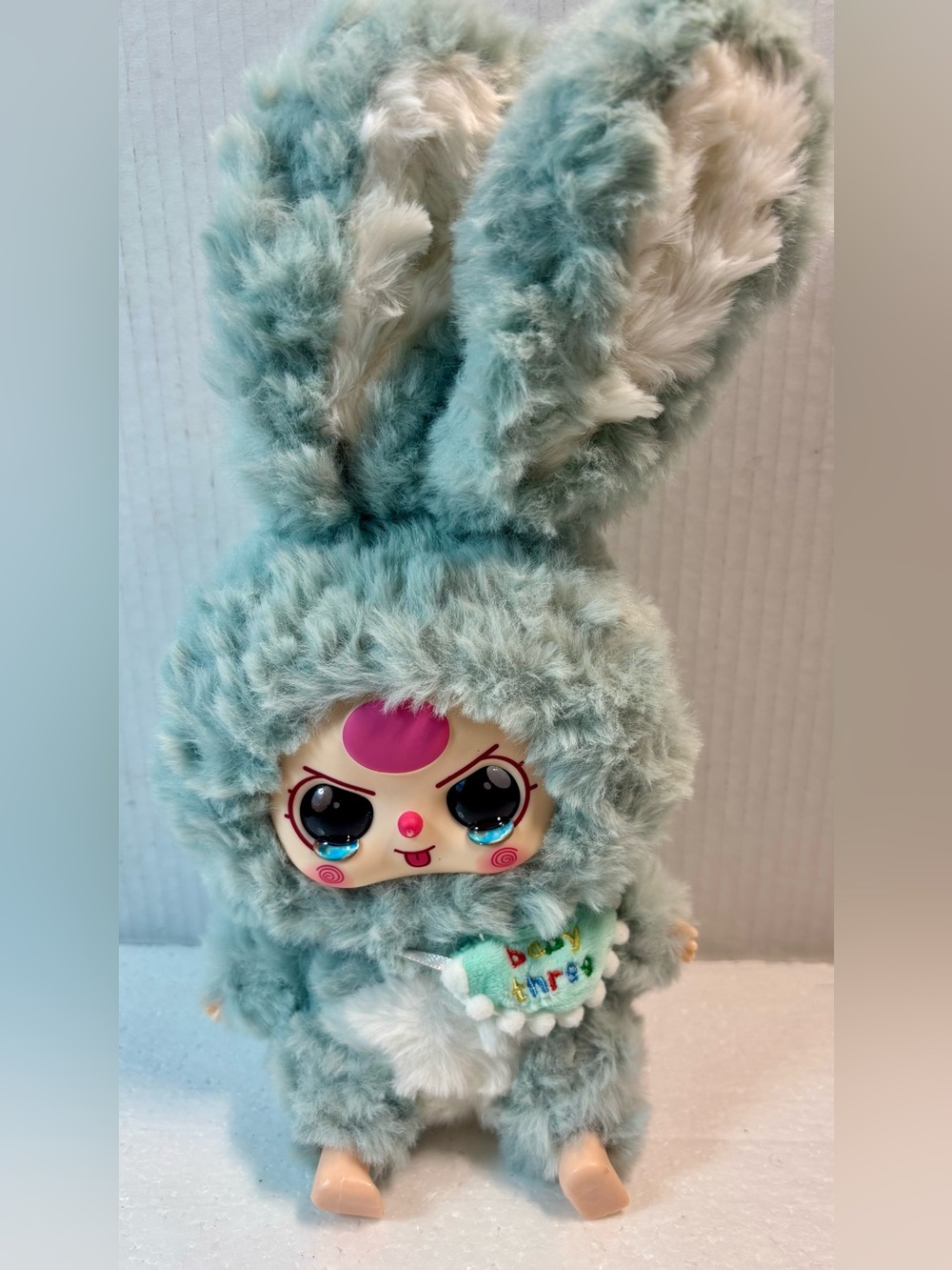 Baby Three  Plush Bunny Vinyl Face Art Toy Collectible Cute Blue- Eyed Figure